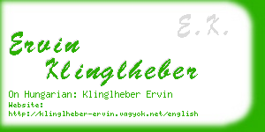 ervin klinglheber business card